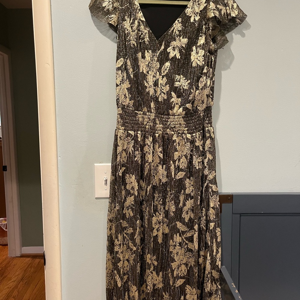 Vince Camuto Elastic Waist V Neck Dress Size L